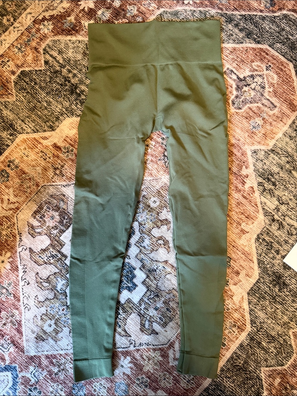 SET Active Olive Ribbed High-Waist Leggings Size Small